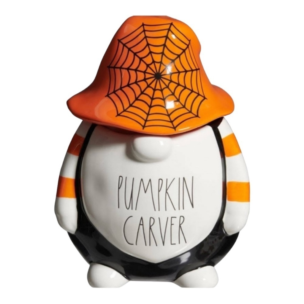 🎃 Rae Dunn Halloween Pumpkin Carver Gnome Canister Cookie Jar Kitchen Decor